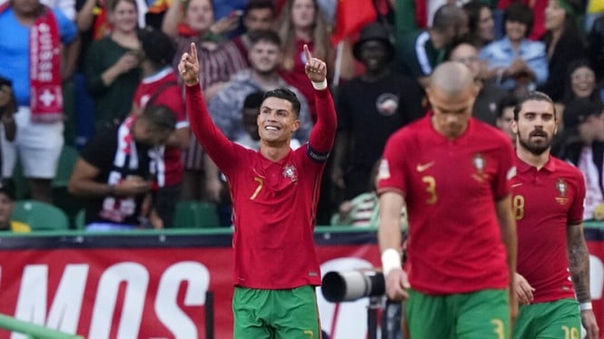Cristiano Ronaldo saat Portugal melawan Swiss