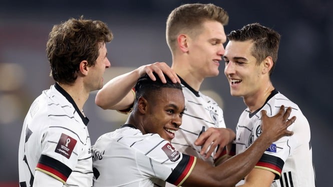 Timnas Jerman merayakan gol