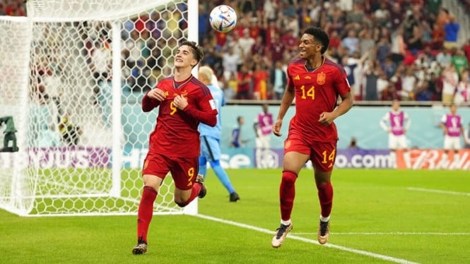 Gavi dalam laga Spanyol vs Kosta Rika di Piala Dunia 2022