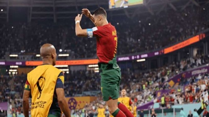 Selebrasi Cristiano Ronaldo usai bobol gawang Ghana