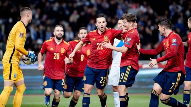 Timnas Spanyol rayakan gol