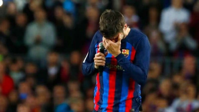 Gerard Pique menangis di laga perpisahan bersama Barcelona