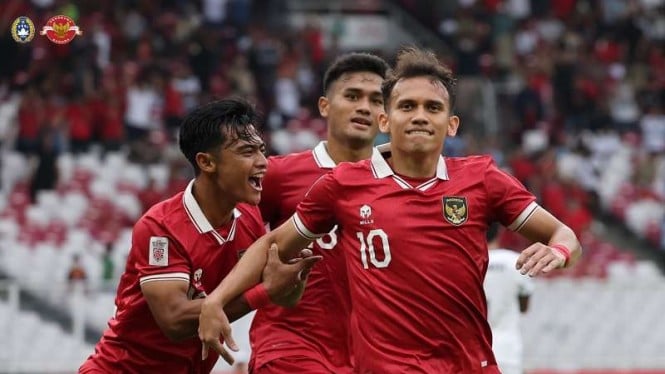 Timnas Indonesia rayakan gol Egy