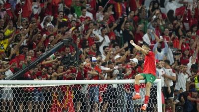 Maroko merayakan kemenangan atas Spanyol di Piala Dunia 2022