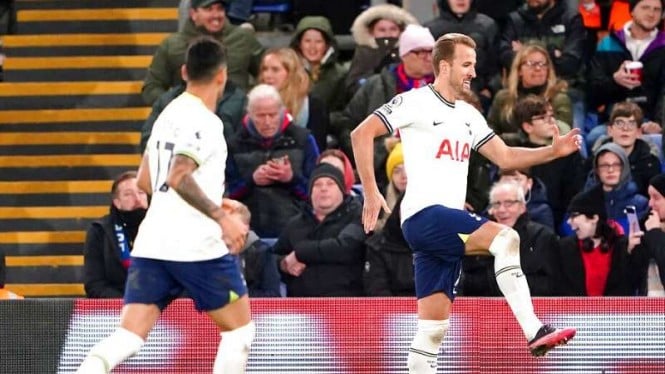 Pemain Tottenham Hotspur, Harry Kane rayakan gol