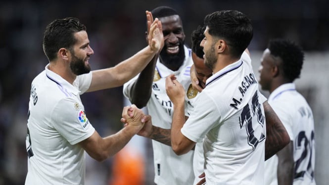 Selebrasi Real Madrid usai bobol gawang Celta Vigo