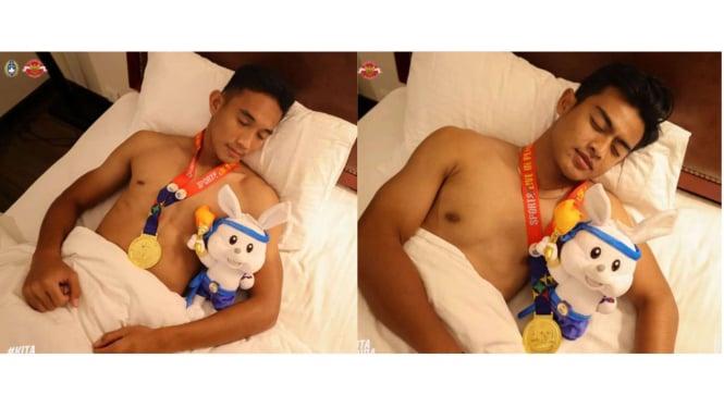 Timnas Indonesia tidur dengan kalung medali emas