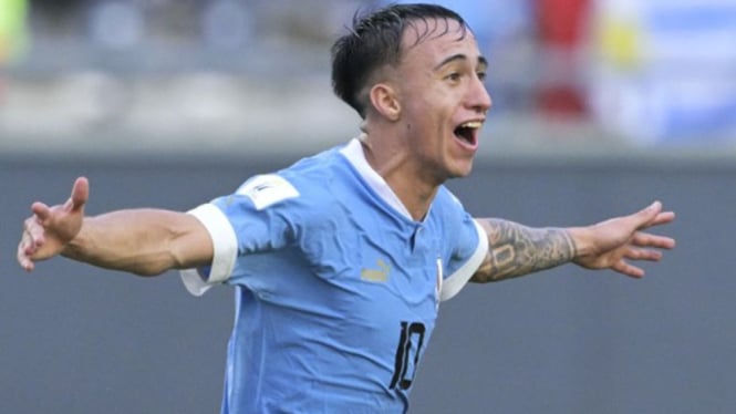 Selebrasi Gelandang timnas Uruguay Franco Gonzalez di Piala Dunia U-20
